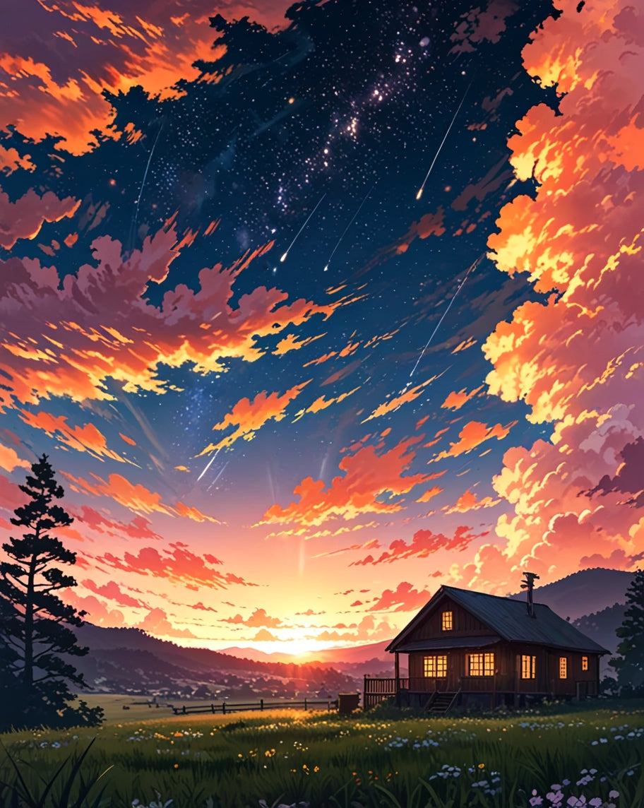 Coucher de Soleil Étoilé – Pack de 4